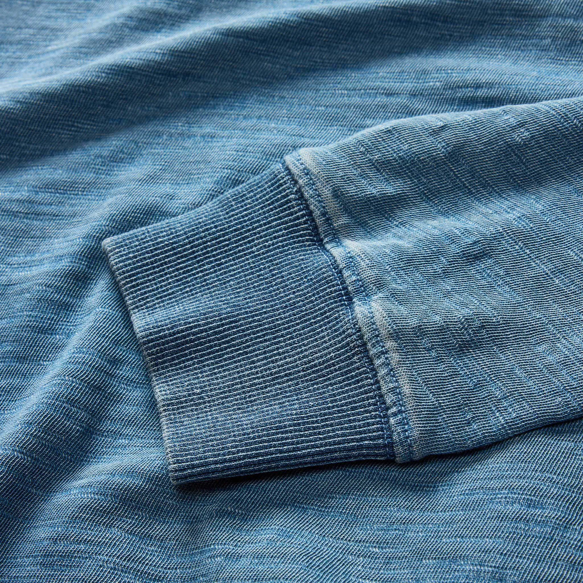 The Organic Cotton Henley in Washed Indigo