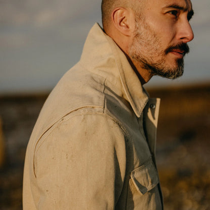 The Workhorse Utility Jacket in Light Khaki Chipped Canvas