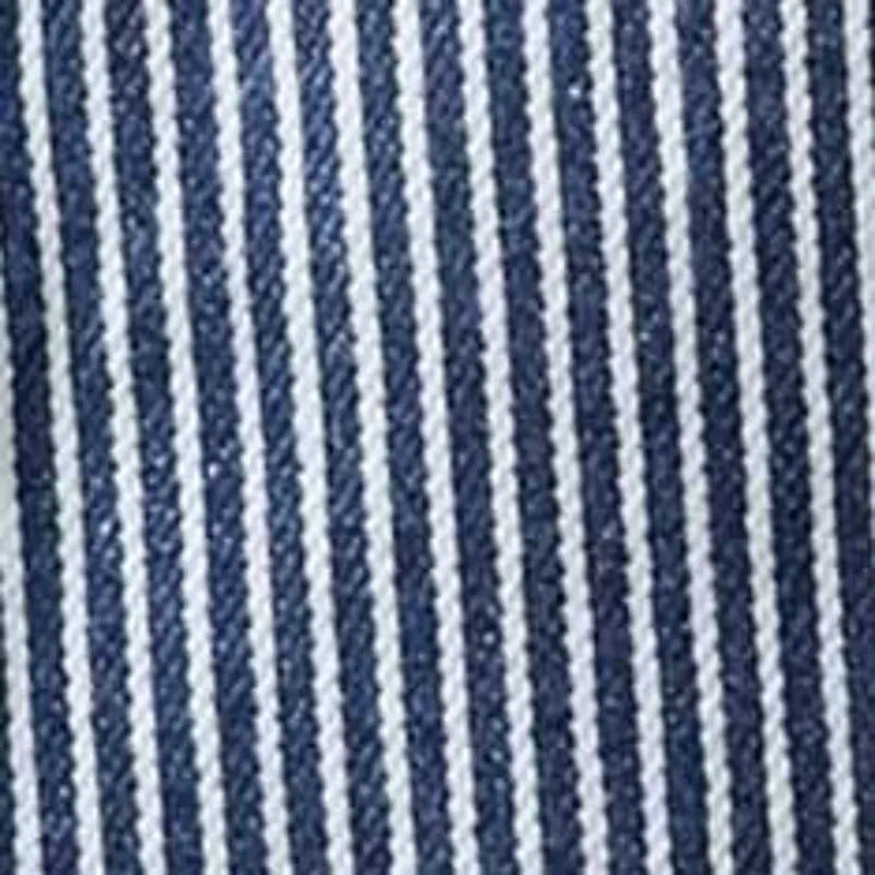 The Camp Short in Indigo Railroad Stripe Denim