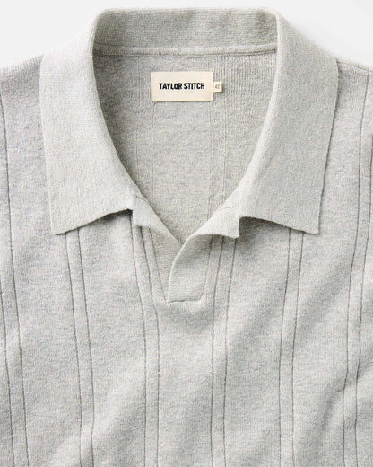 The Valencia Sweater Polo in Heather Grey Rib