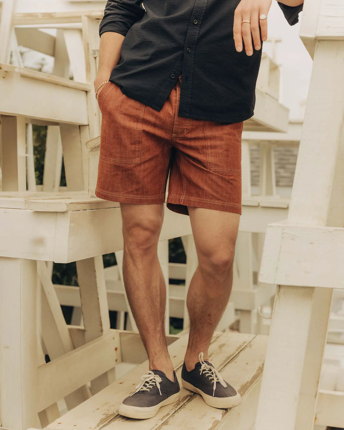 The Breakwater Short in Brick Chambray