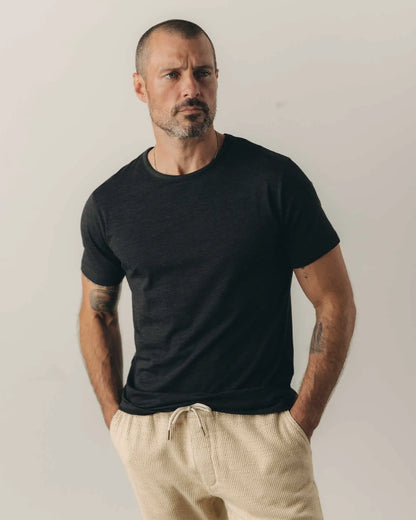 The Merino Tee in Heather Black