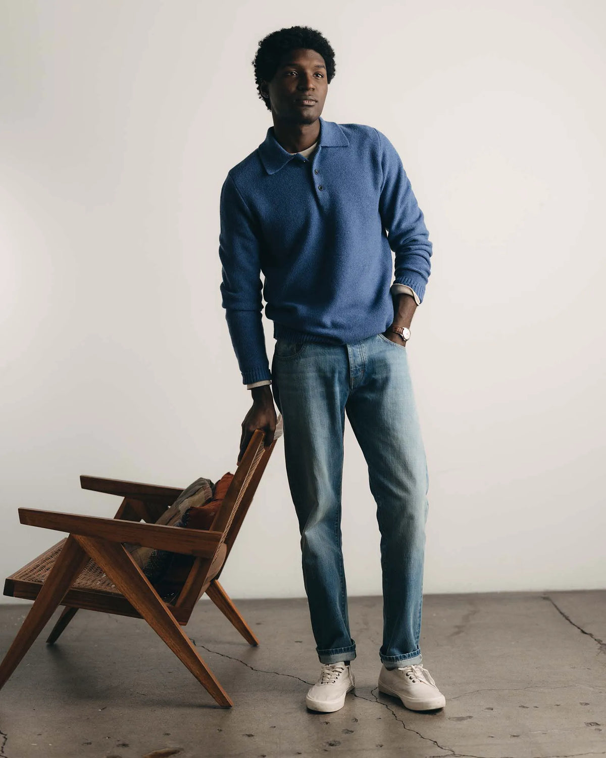 The Straight Jean in Light Wash Organic Selvedge
