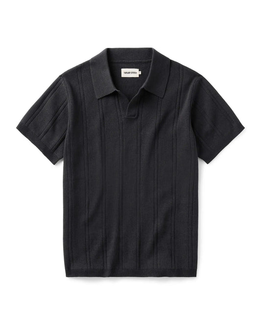 The Valencia Sweater Polo in Heather Coal Rib