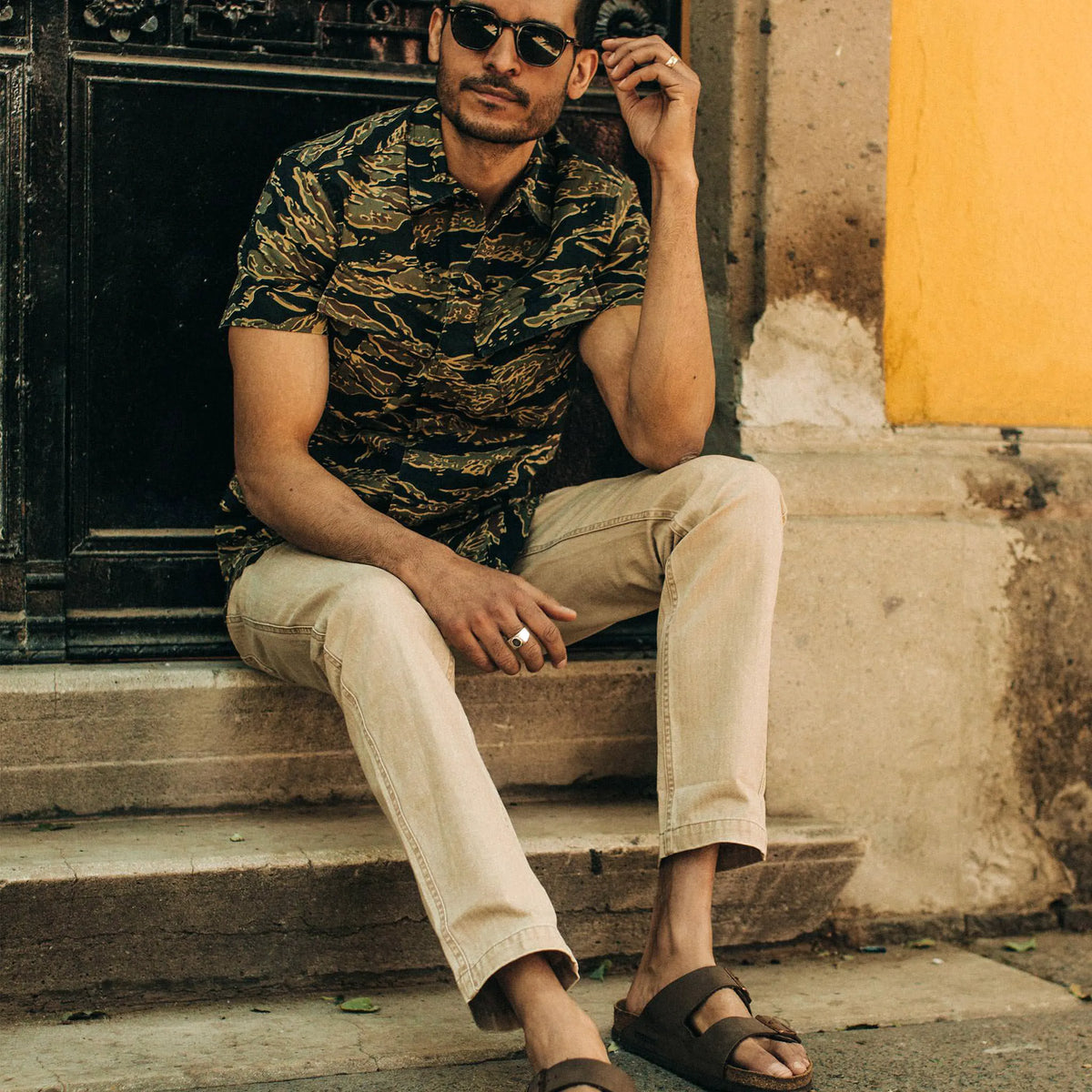 The Camp Pant in Khaki Herringbone