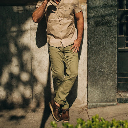 The Camp Pant in Olive Herringbone
