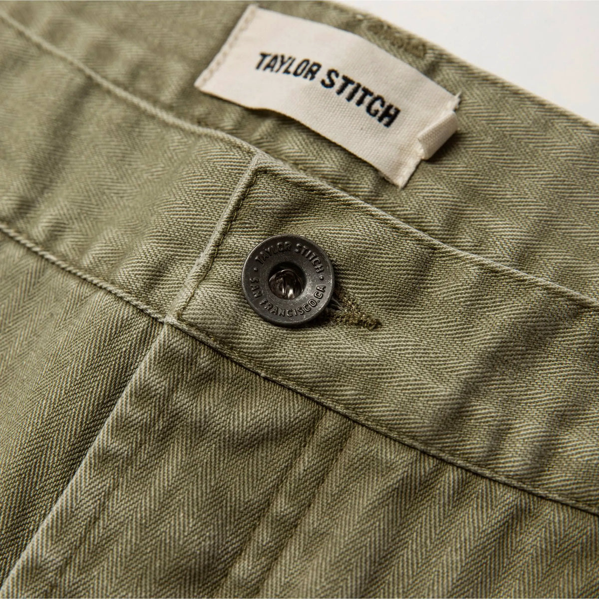 The Camp Pant in Olive Herringbone