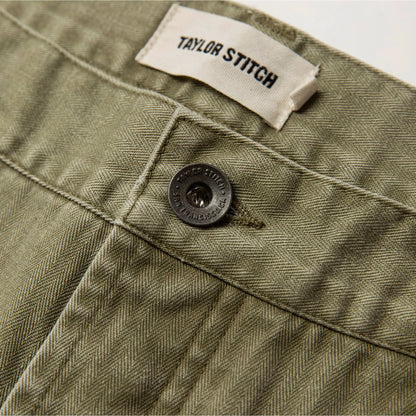 The Camp Pant in Olive Herringbone
