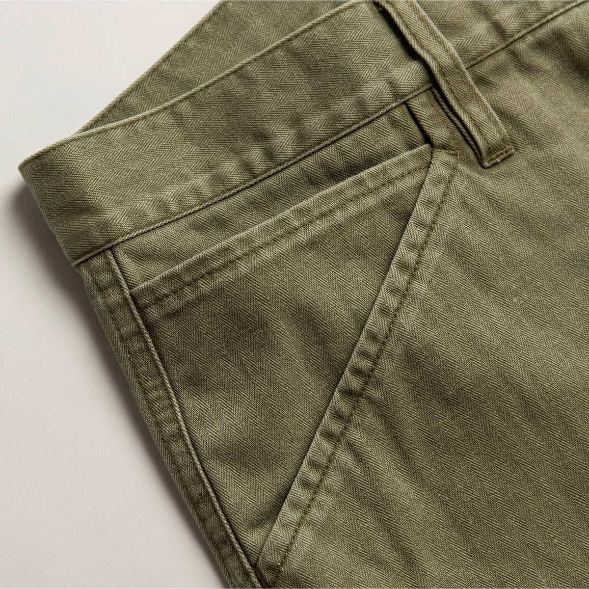 The Camp Pant in Olive Herringbone