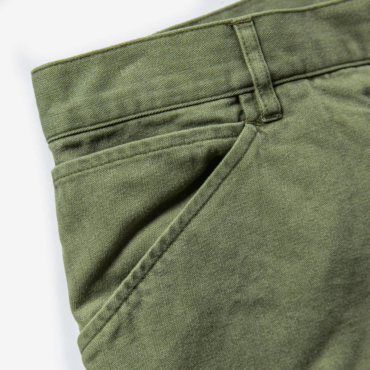 The Camp Short in Olive Herringbone