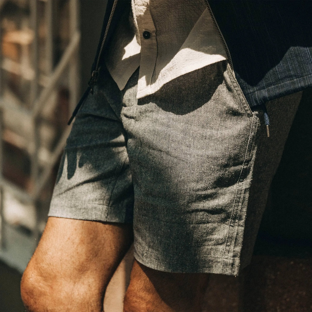 The Easy Short in Navy Herringbone