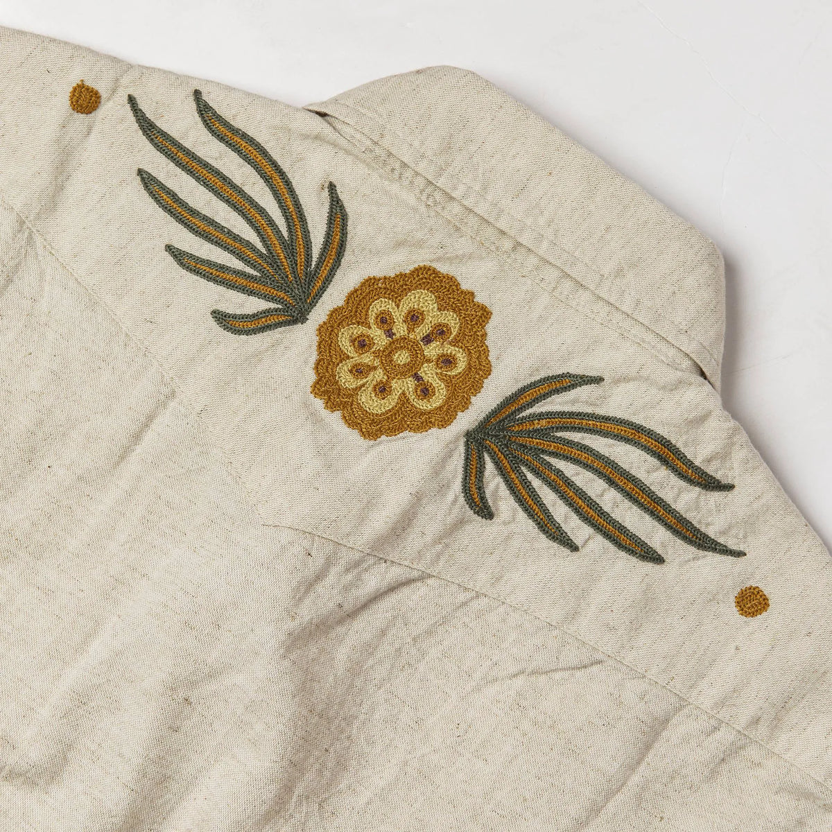 The Embroidered Short Sleeve Western in Natural