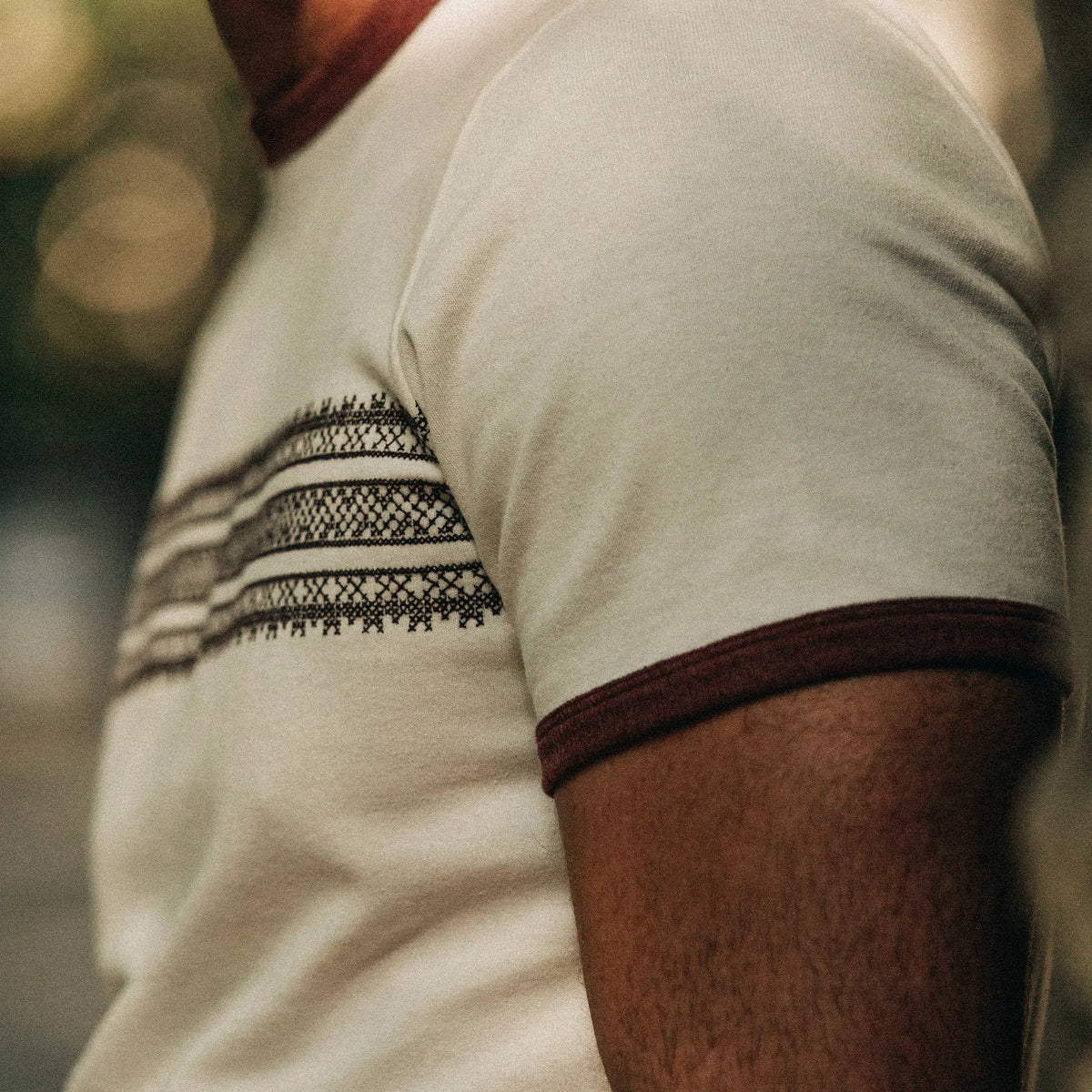 The Heavy Bag Tee in Canyon Embroidered Stripe