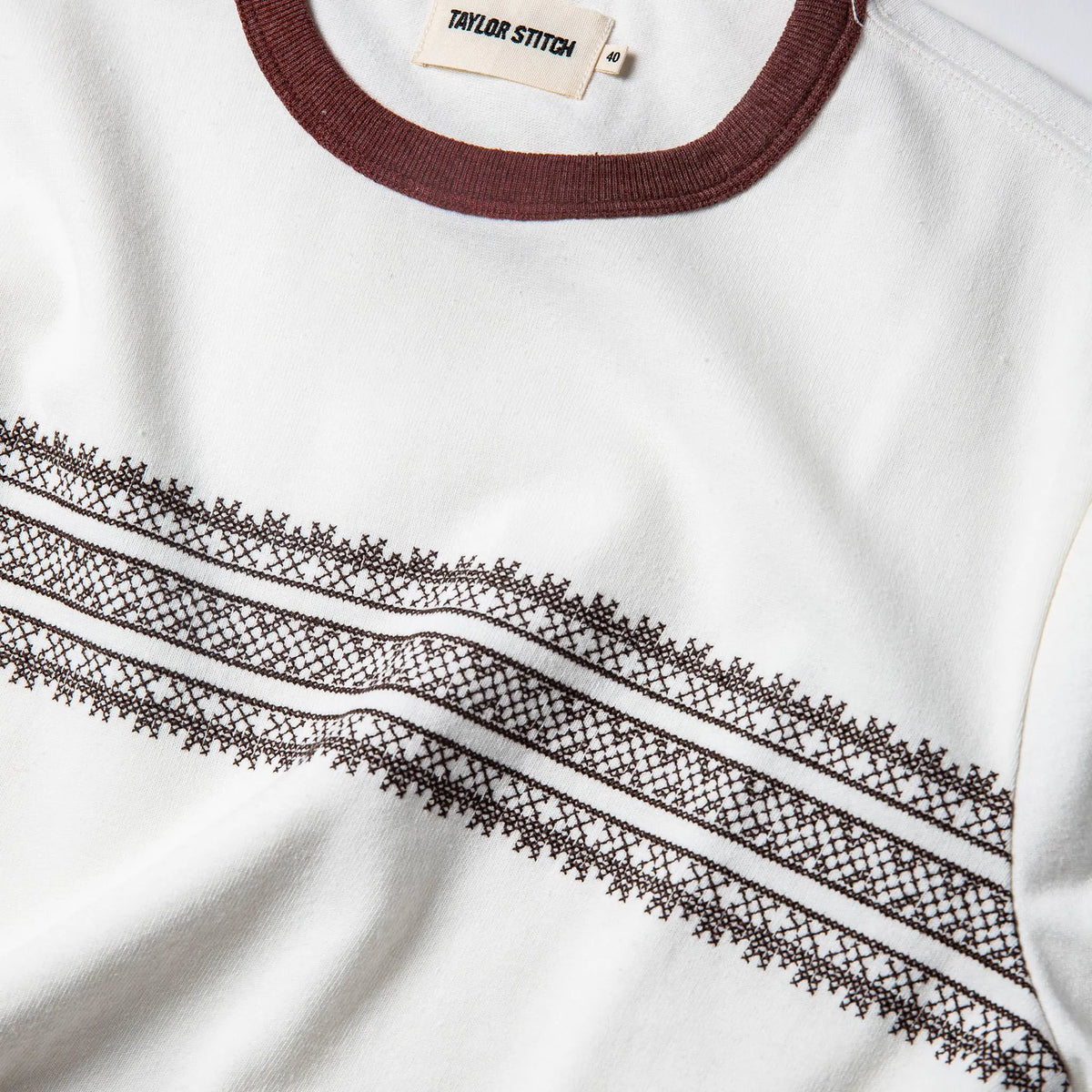 The Heavy Bag Tee in Canyon Embroidered Stripe