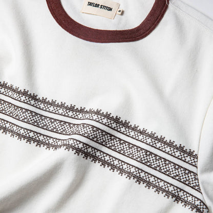 The Heavy Bag Tee in Canyon Embroidered Stripe
