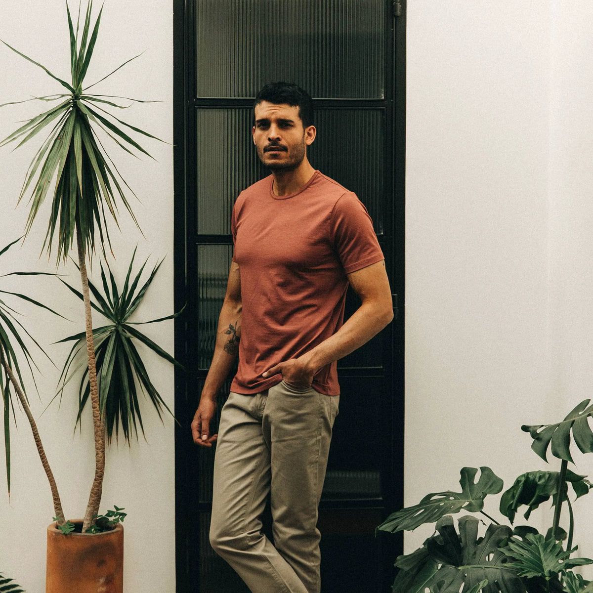 The Merino Tee in Brick Red