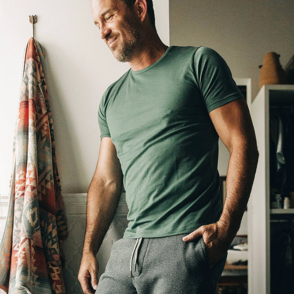 The Merino Tee in Sea Green