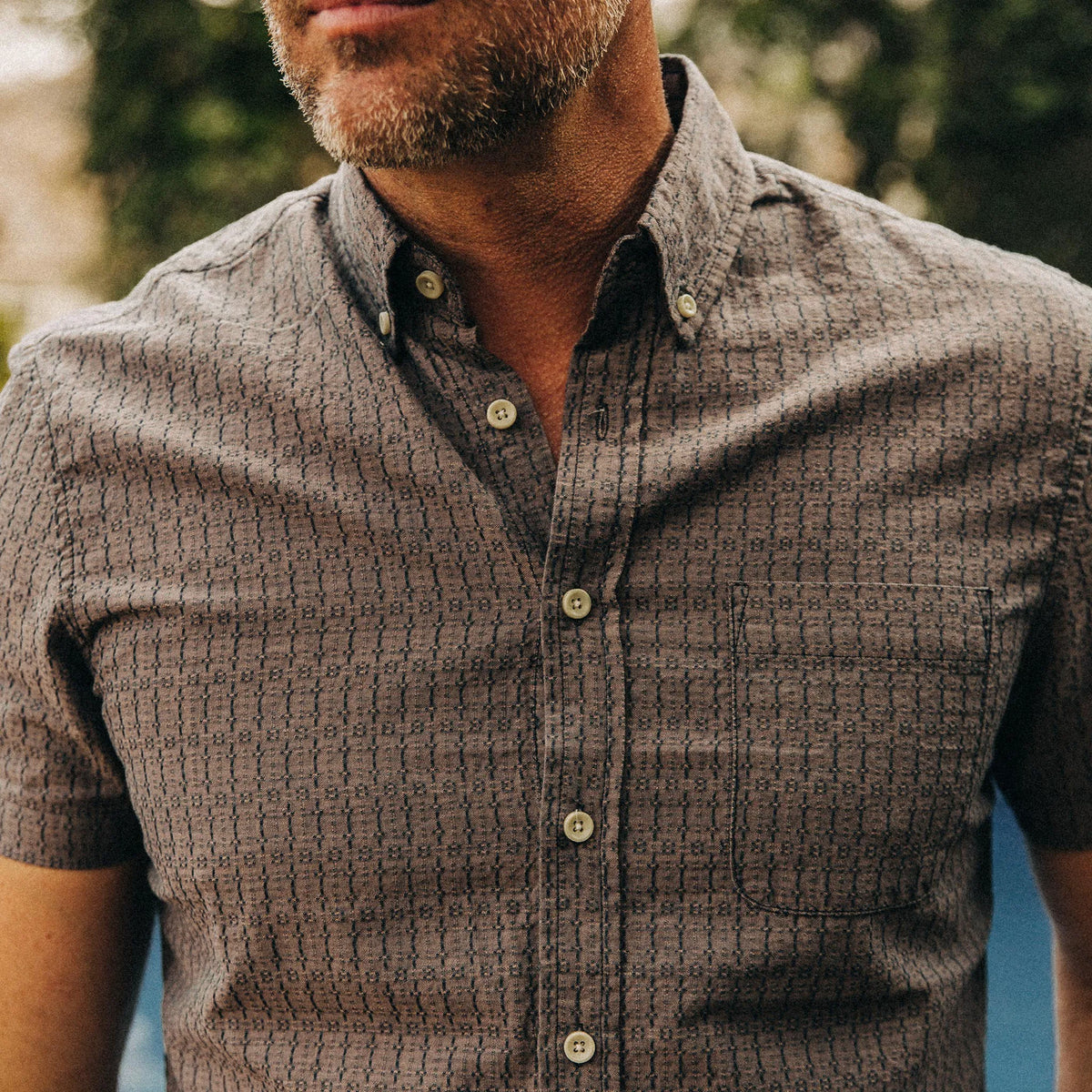 The Short Sleeve Jack in Cocoa Dobby