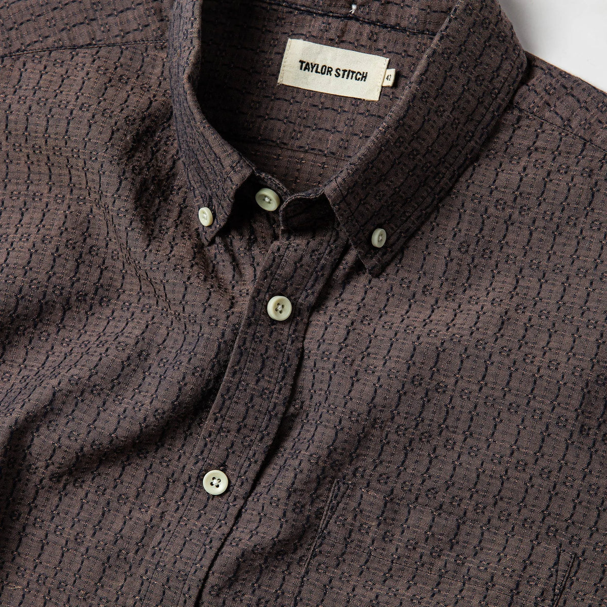 The Short Sleeve Jack in Cocoa Dobby