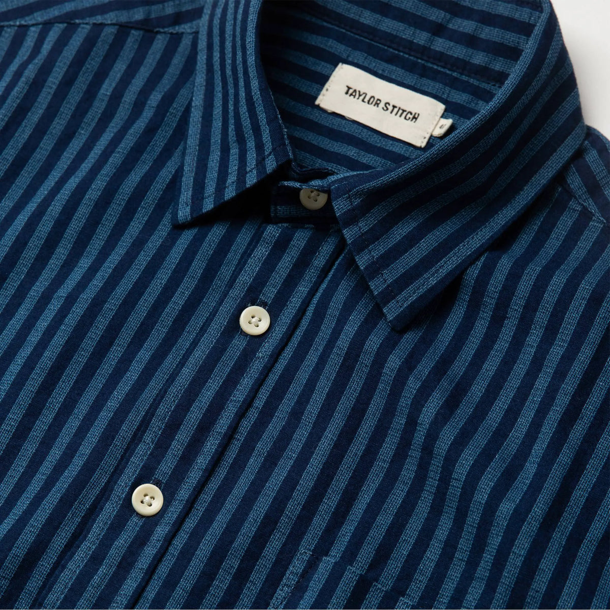 The Short Sleeve California in Indigo Jacquard Stripe