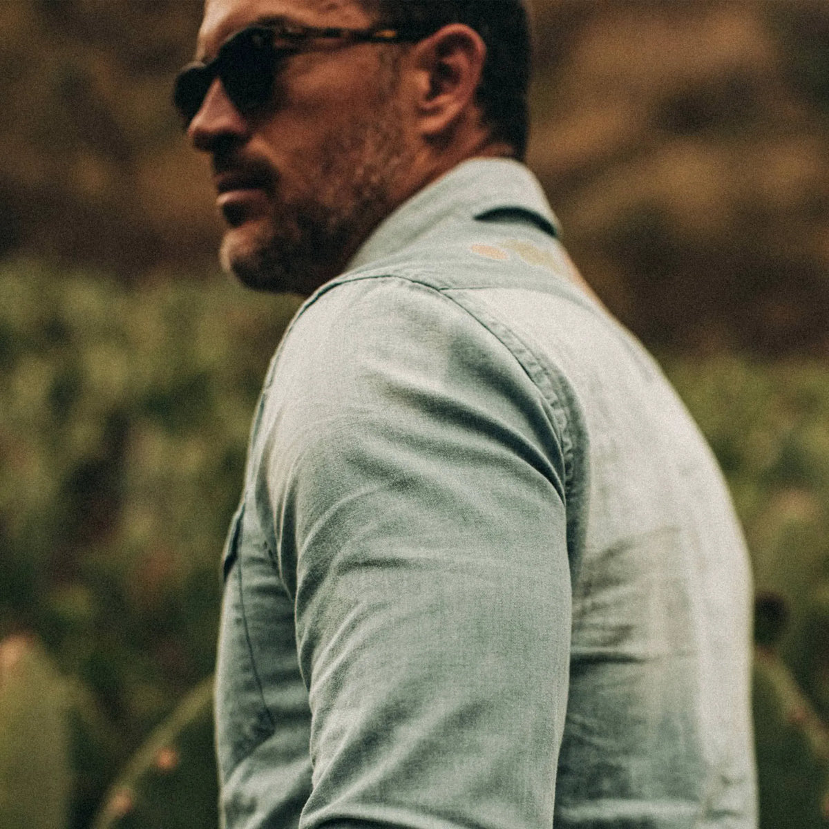 The Embroidered Western Shirt in Washed Denim