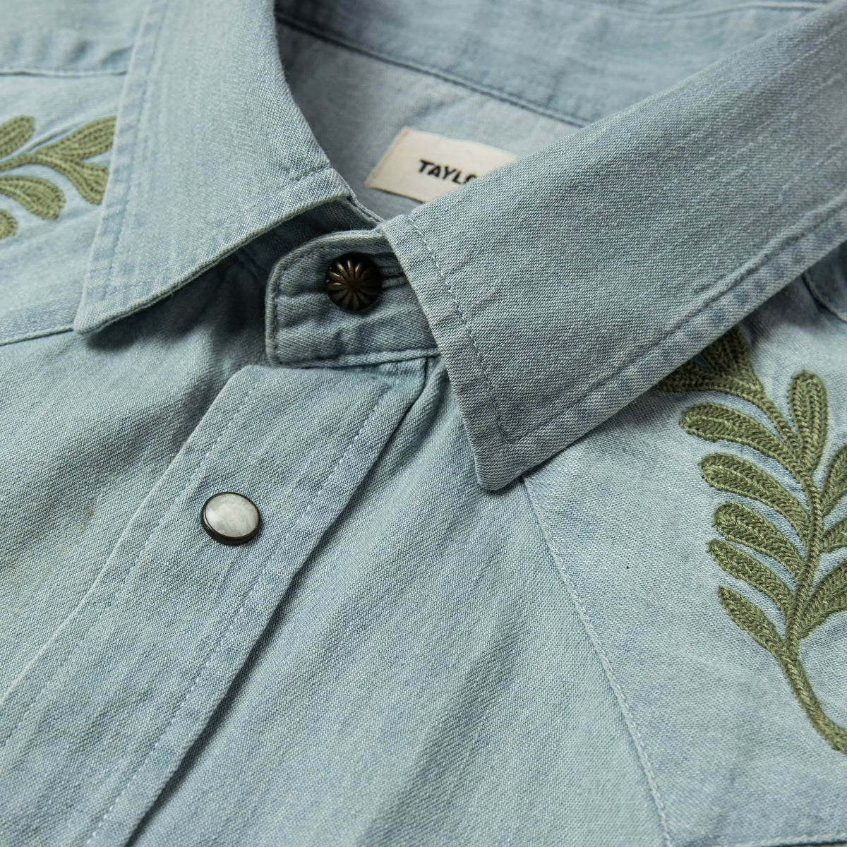 The Embroidered Western Shirt in Washed Denim
