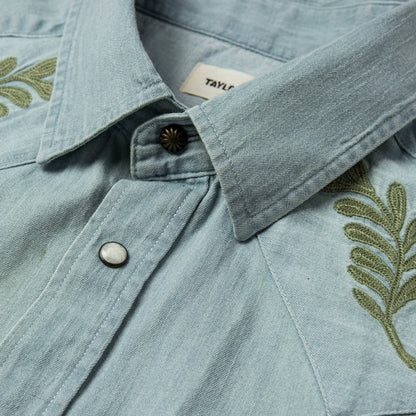 The Embroidered Western Shirt in Washed Denim