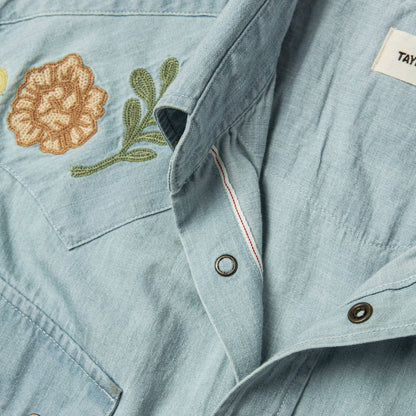 The Embroidered Western Shirt in Washed Denim