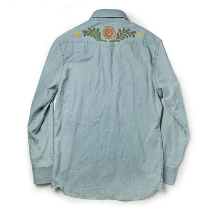 The Embroidered Western Shirt in Washed Denim