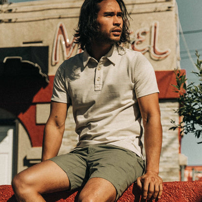 The Heavy Bag Polo in Natural and Oatmeal Stripe