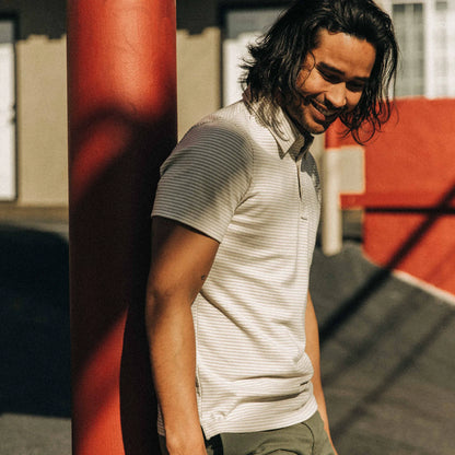 The Heavy Bag Polo in Natural and Oatmeal Stripe