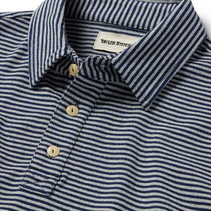 The Heavy Bag Polo in Navy and Ash Stripe