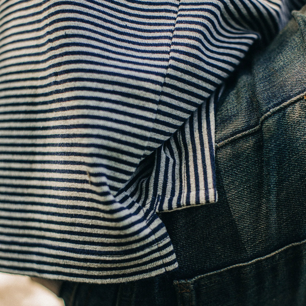 The Heavy Bag Polo in Navy and Ash Stripe