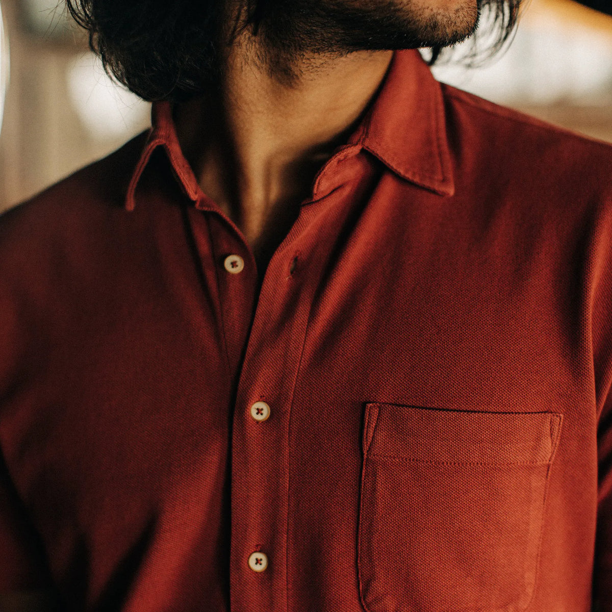 The Short Sleeve California in Red Clay Pique