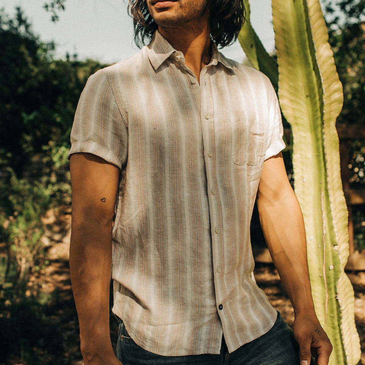 The Short Sleeve California in Dusty Rose Stripe