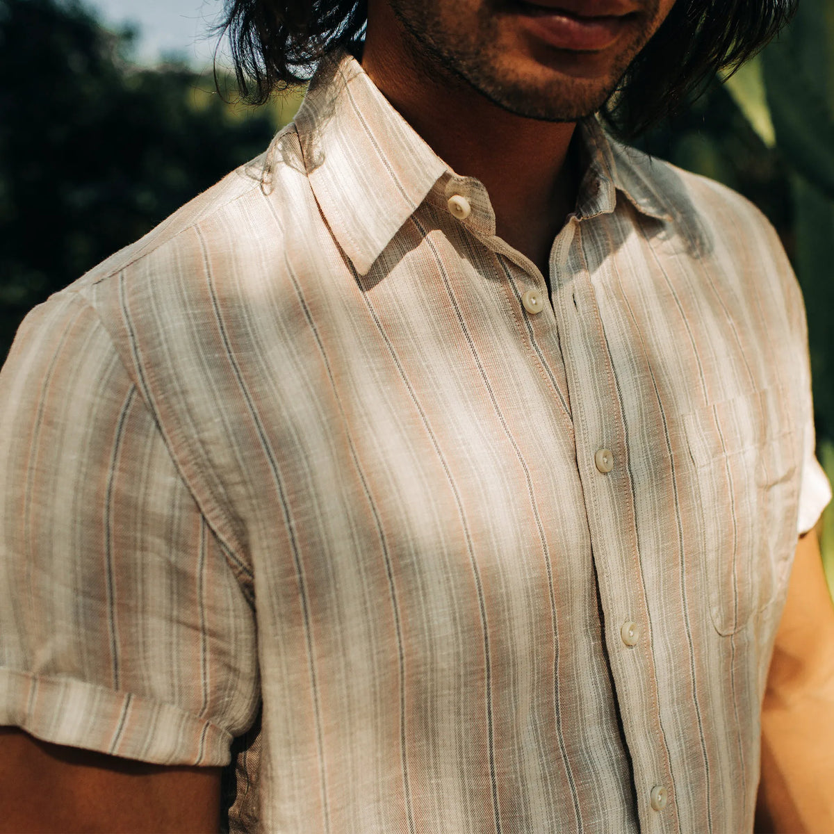 The Short Sleeve California in Dusty Rose Stripe