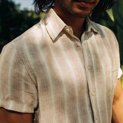 The Short Sleeve California in Dusty Rose Stripe