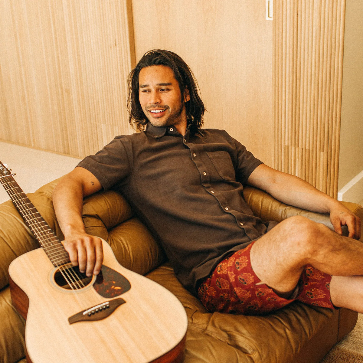 The Short Sleeve California in Espresso Pique