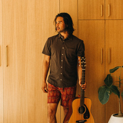 The Short Sleeve California in Espresso Pique