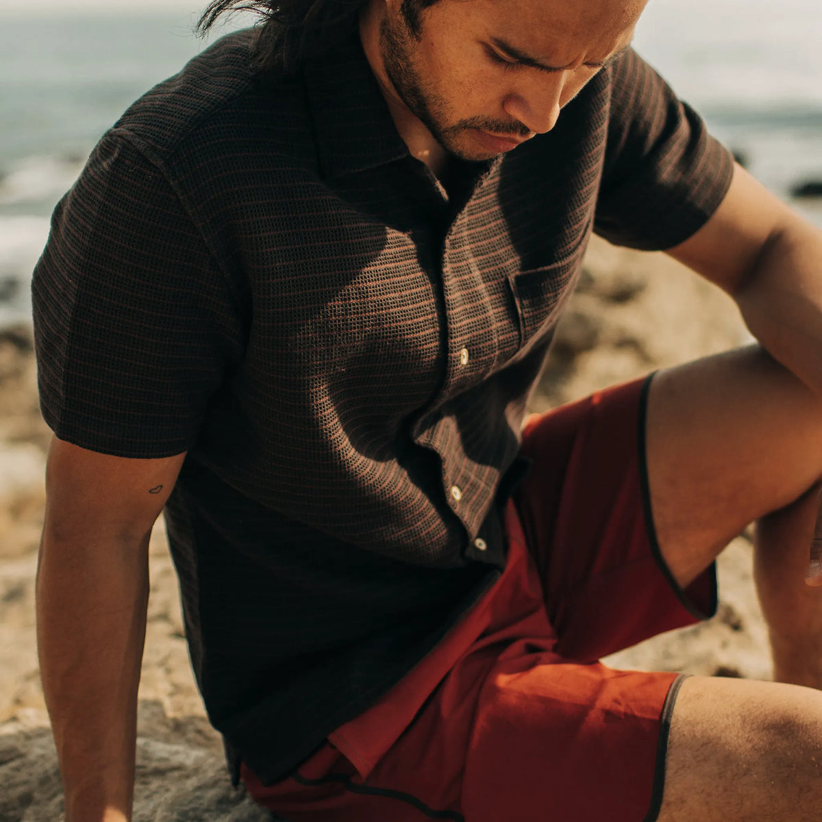 The Short Sleeve Hawthorne in Espresso Pickstitch Waffle