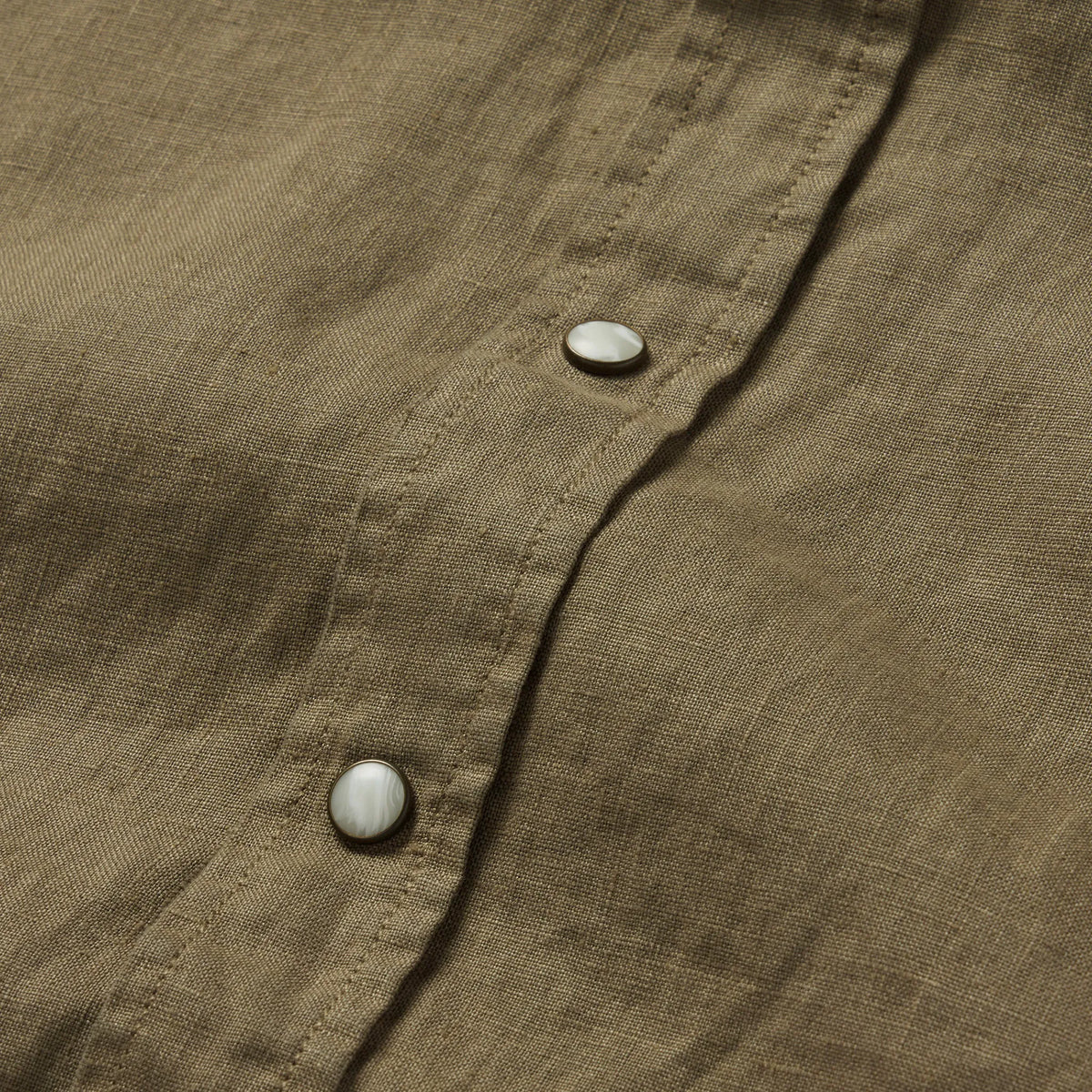 The Short Sleeve Western in Olive Linen