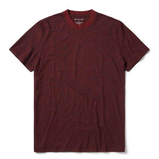 The Cotton Hemp Tee in Rust and Navy Stripe