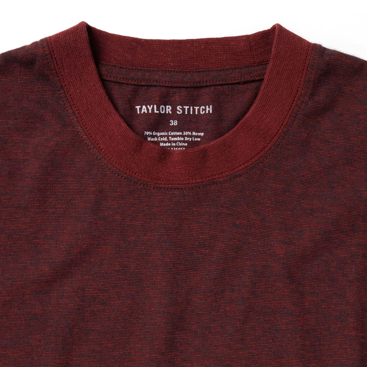 The Cotton Hemp Tee in Rust and Navy Stripe
