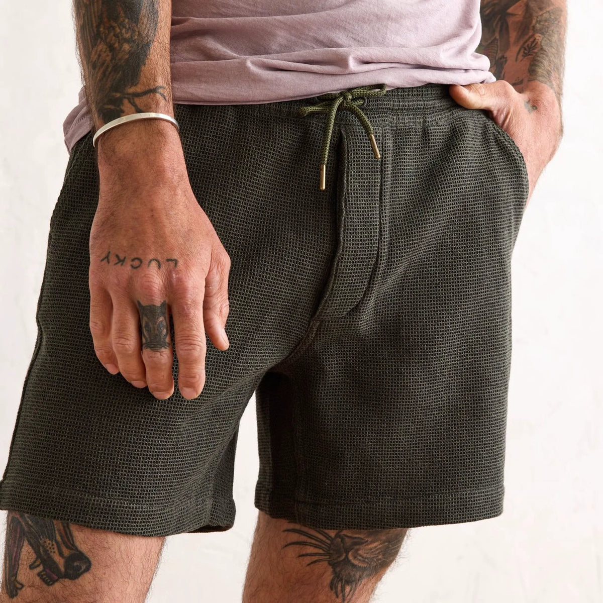 The Apres Short in Army Waffle