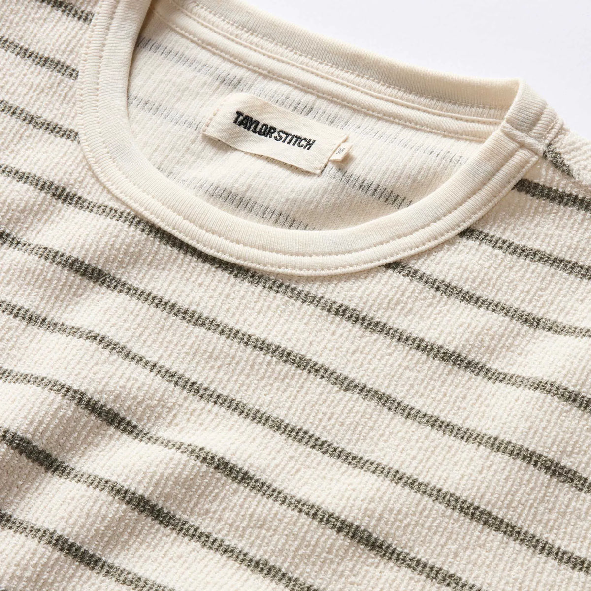 The Adams Crew in Cilantro Stripe Reverse Terry