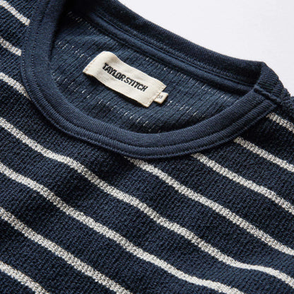 The Adams Crew in Dark Navy Stripe Reverse Terry