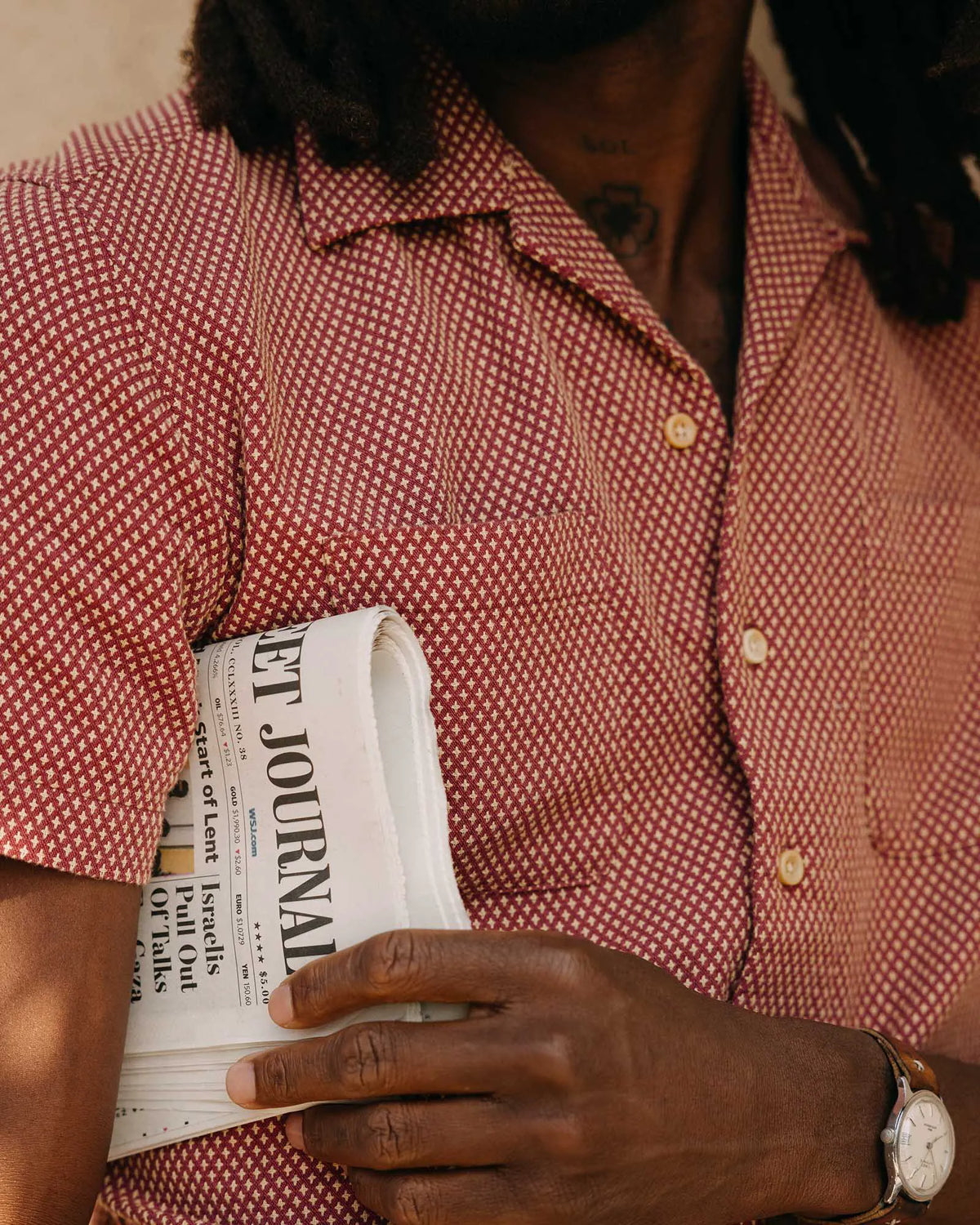 The Conrad Shirt in Fired Brick Dobby