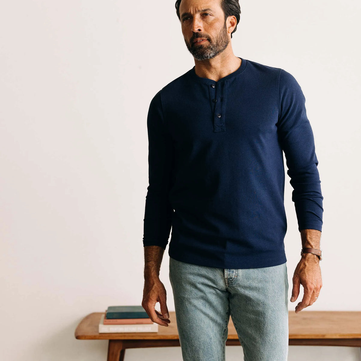 The Heavy Bag Henley in Navy