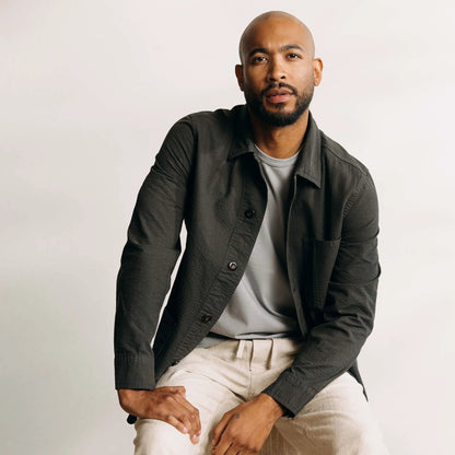 The Ojai Jacket in Faded Black Seersucker