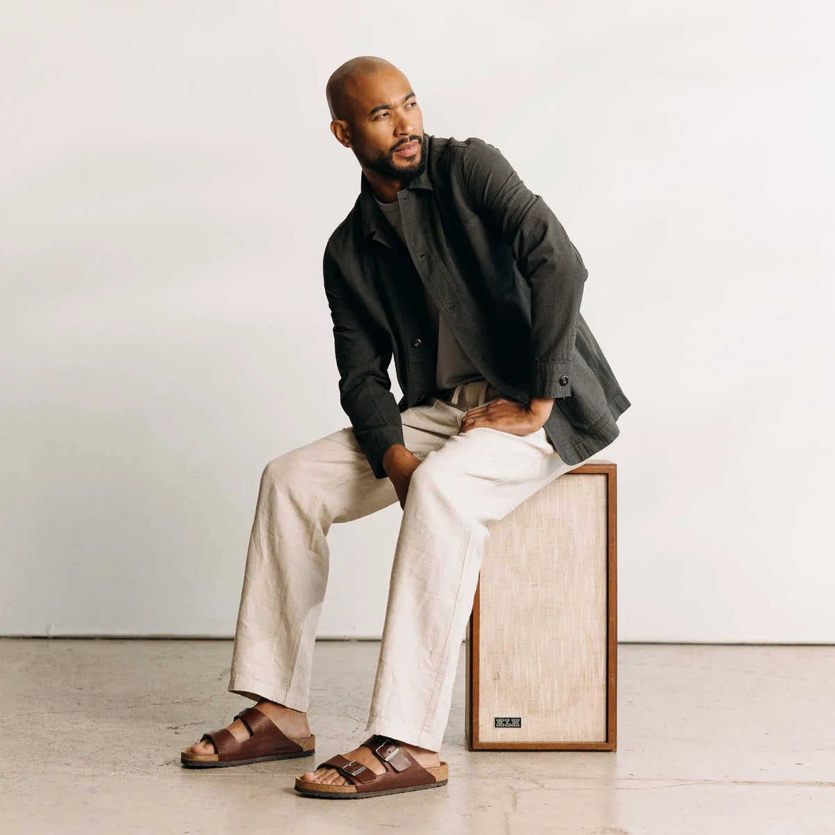 The Ojai Jacket in Faded Black Seersucker